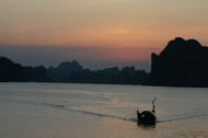 Sunset scene at Halong Bay