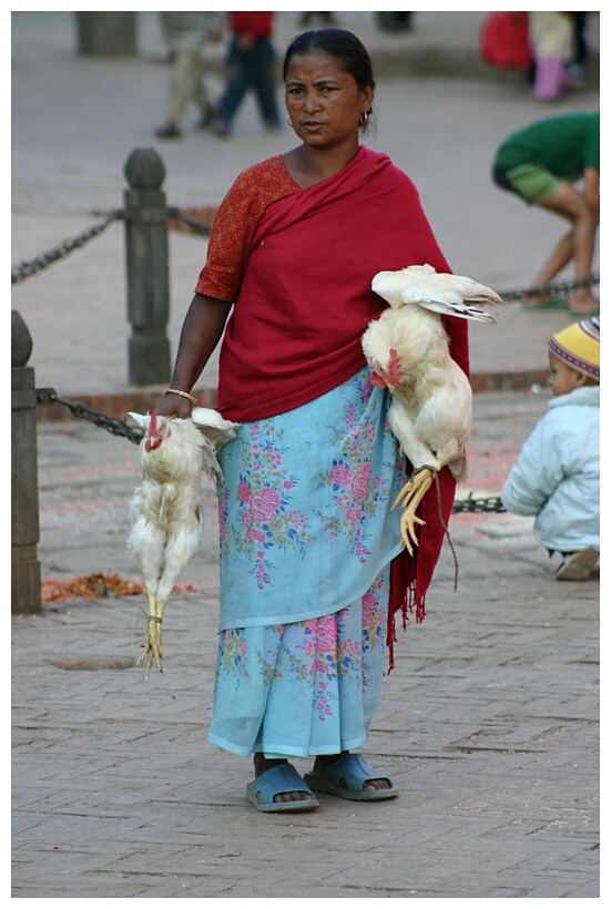 Woman with Chickens