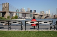 Sitted in front Manhattan